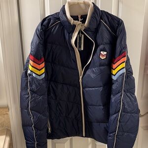 Marine Layer Navy Jacket with Chevron Sleeve Accents